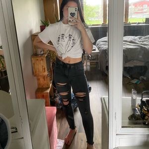 High rise distressed jeggings